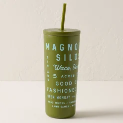 VND7895 Created Co. Magnolia Roadtrip 24oz Olive Cold Tumbler with Straw