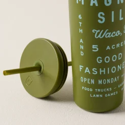 VND7895 Created Co. Magnolia Roadtrip 24oz Olive Cold Tumbler with Straw