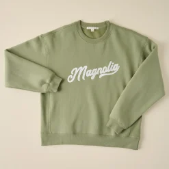 VND8309 Supplyable Group, LLC Magnolia Script Green Felt Applique Sweatshirt