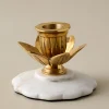VND6624 GULATI EXPORTS Marble and Brass Tulip Candleholder