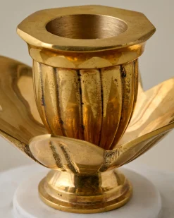 VND6624 GULATI EXPORTS Marble and Brass Tulip Candleholder