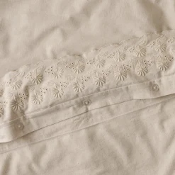 Magnolia Natural Clara Eyelet Flange Duvet + Sham Set (King)