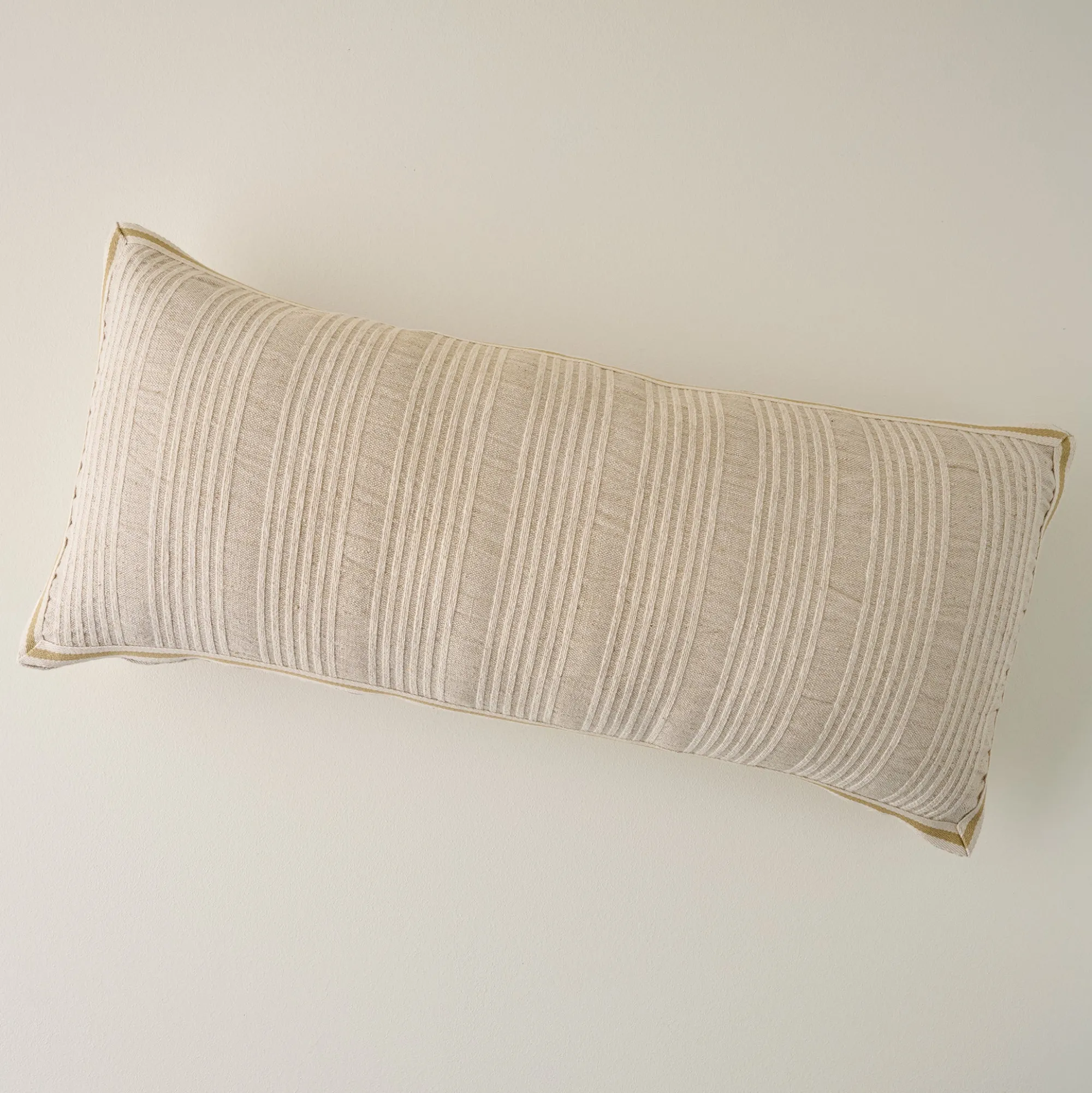 VND6843 KARUR GOLDLINE EXPORTS LLP Natural Stripe Gusset Large Lumbar Pillow