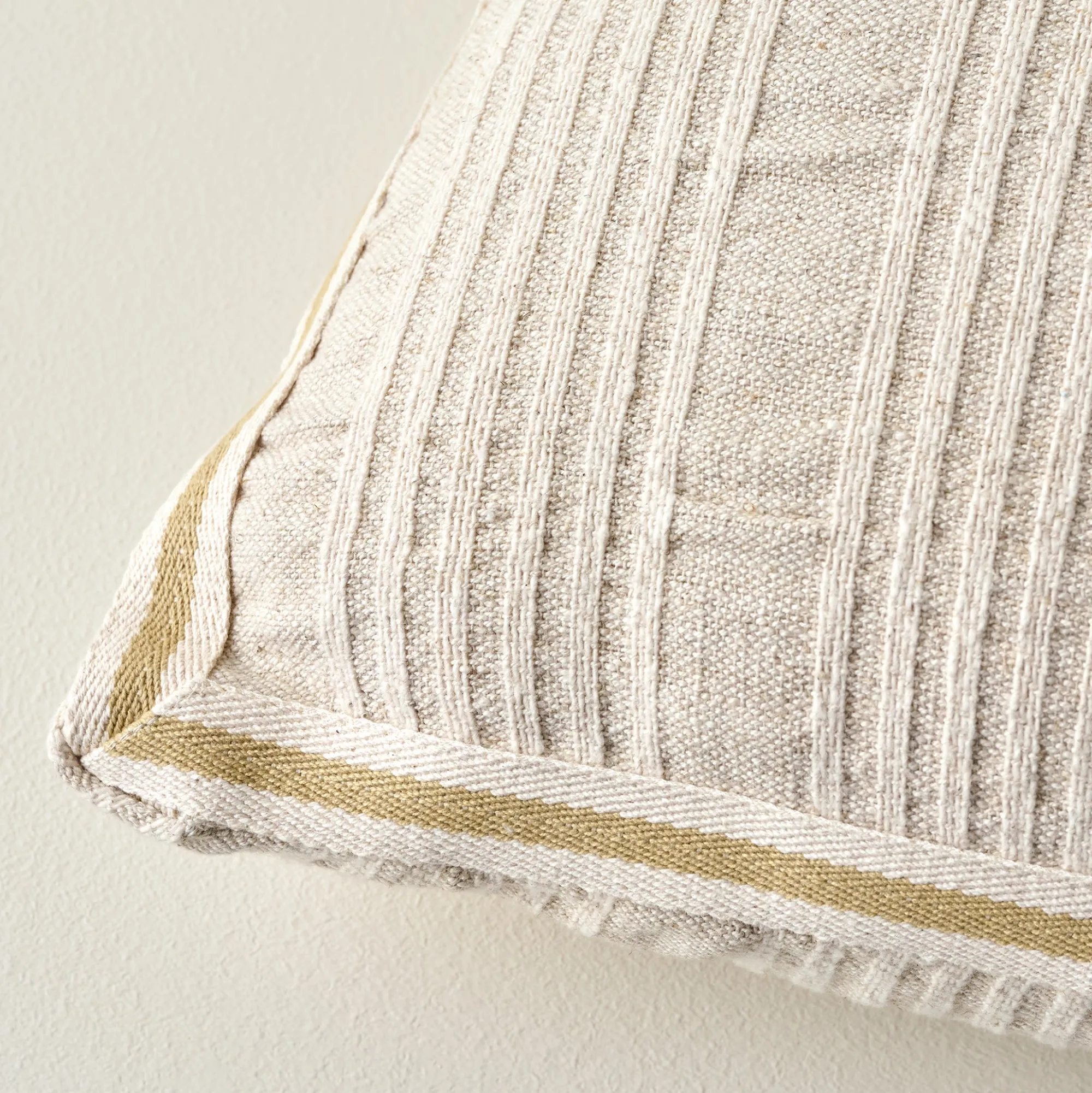 VND6843 KARUR GOLDLINE EXPORTS LLP Natural Stripe Gusset Large Lumbar Pillow
