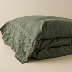 Magnolia Olive Night Clara Eyelet Flange Quilt + Sham Set (King)