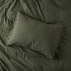 Magnolia Olive Night Clara Eyelet Flange Quilt + Sham Set (King)