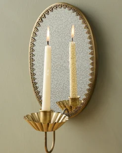 VND6714 BRASAGE Oval Antique Mirrored Sconce