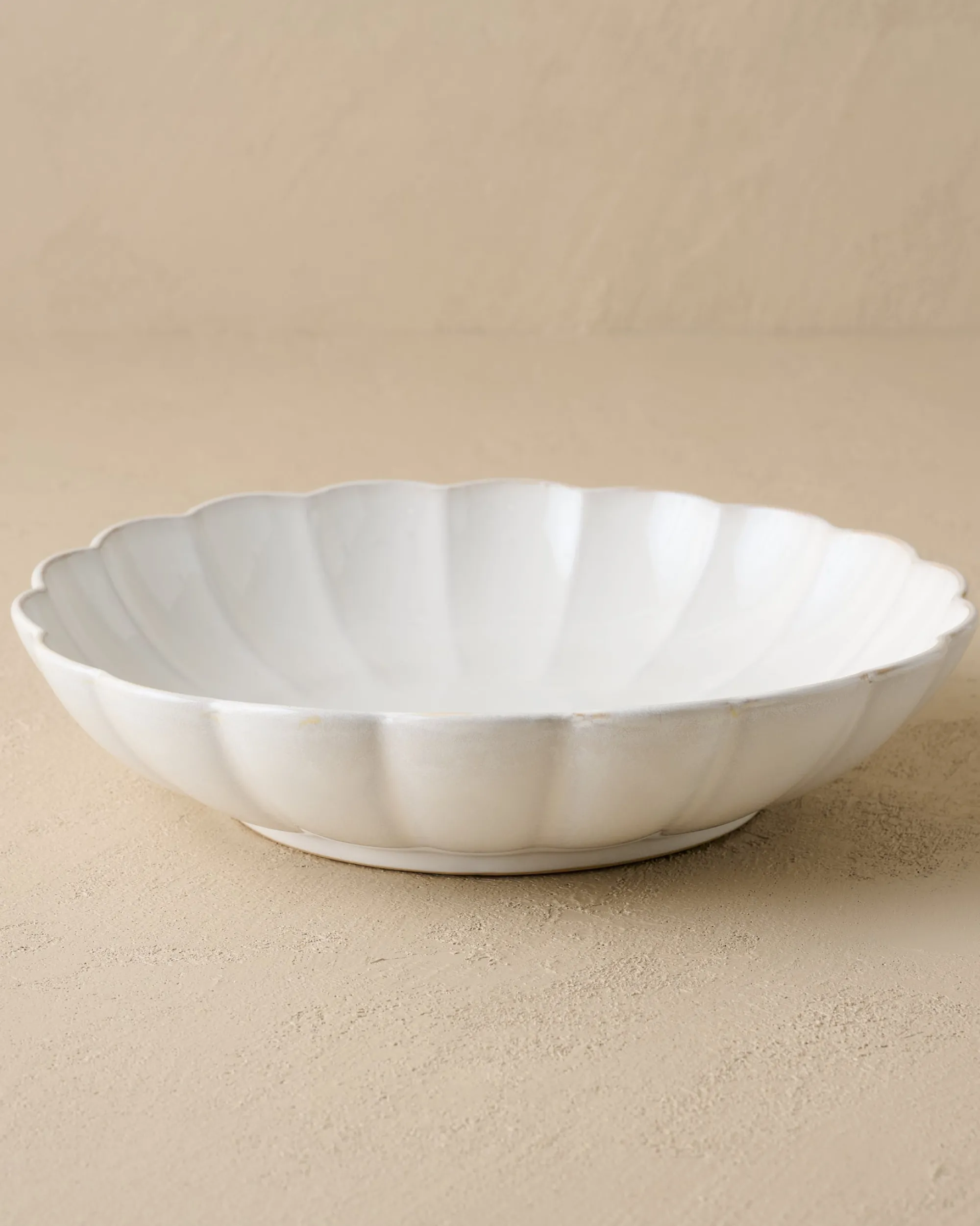 VND0092 Melrose International, LLC Oversized Cream Scalloped Serving Bowl