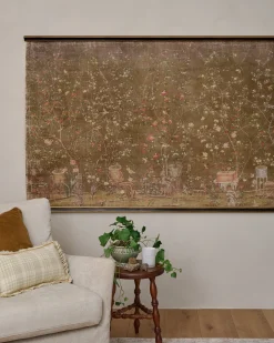 VND0164 Creative Co-op Inc Oversized Scroll of Blooms Tapestry