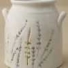 VND0164 Creative Co-op Inc Pressed Floral Utensil Crock