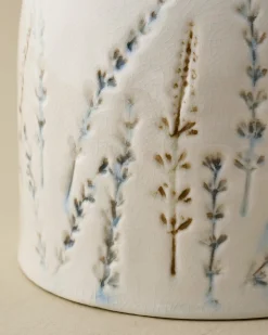 VND0164 Creative Co-op Inc Pressed Floral Utensil Crock