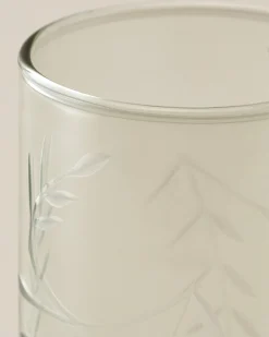 VND7004 BKG OVERSEAS Recycled Etched Glass Tumbler, Green