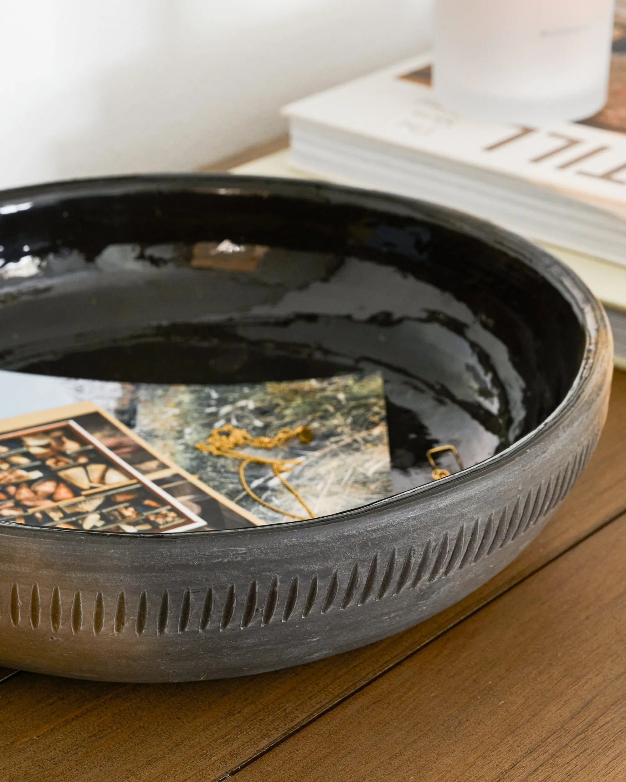 VND7005 Ganesh Creations Rustic Black Clay Accent Bowl