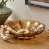 VND0164 Creative Co-op Inc Scalloped Amber Glass Bowl