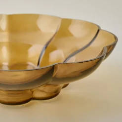 VND0164 Creative Co-op Inc Scalloped Amber Glass Bowl