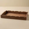 VND7974 Guru Creations Scalloped Antiqued Wood Tray