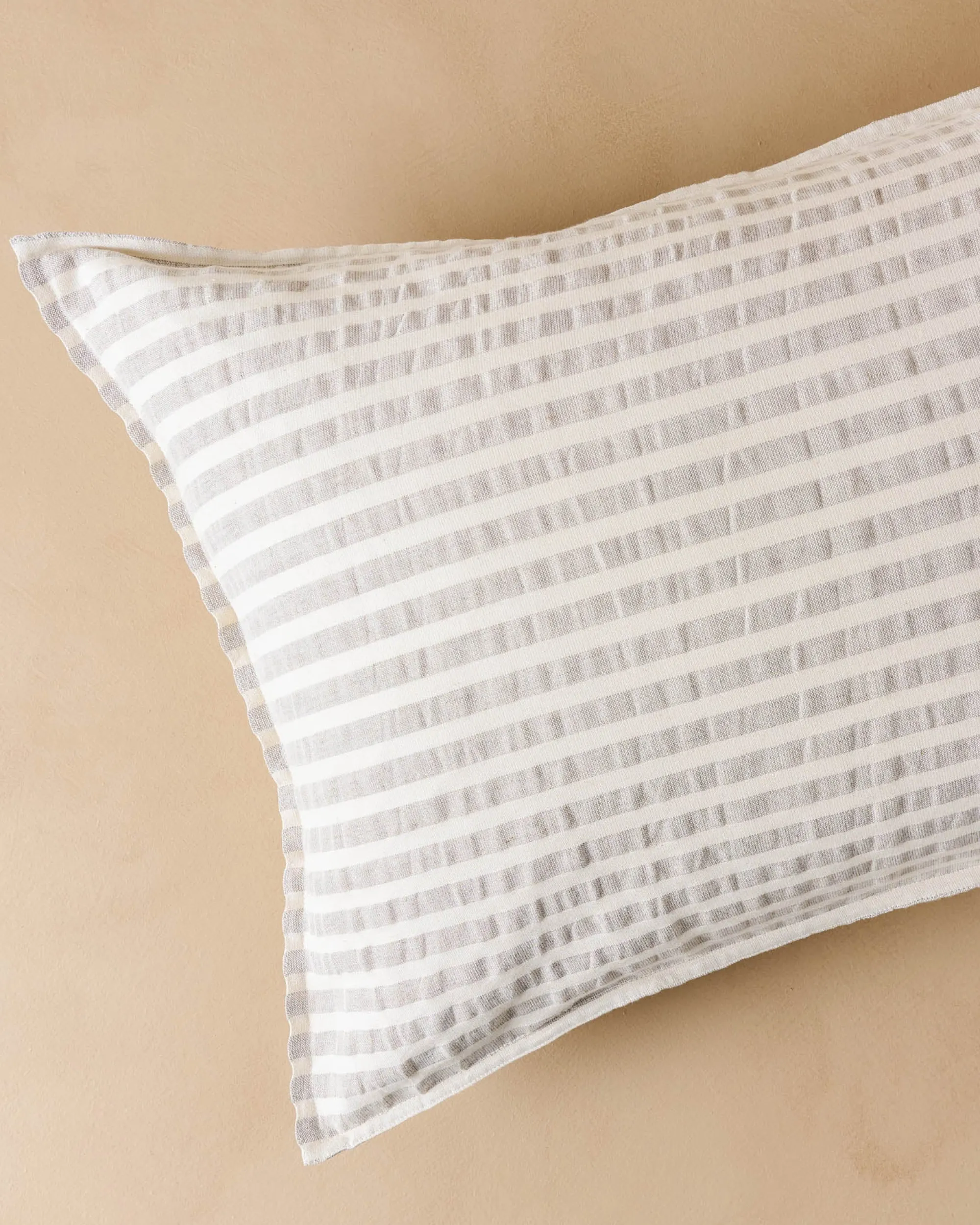 VND7018 Makerspalm, LLC Shadow Grey + Antique White Stripe Linen Cotton Pillow Sham
