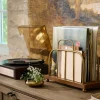 VND7974 Guru Creations Short Antique Brass and Wood Media Stand