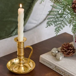 VND8258 A P International Solid Brass Chamberstick Candle Holder