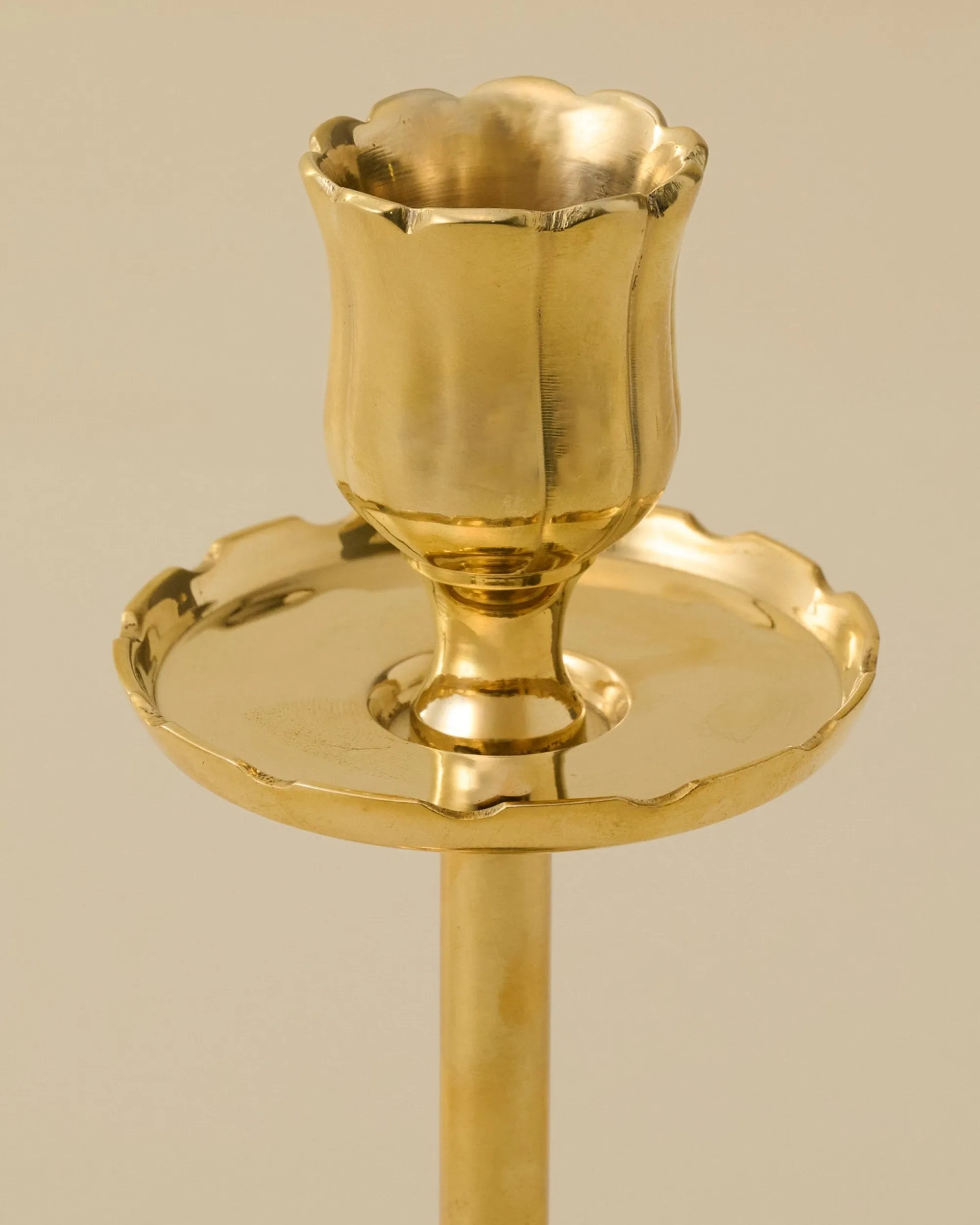 VND8550 FINE ARTS AND CRAFTS Solid Brass Floral Taper Holder