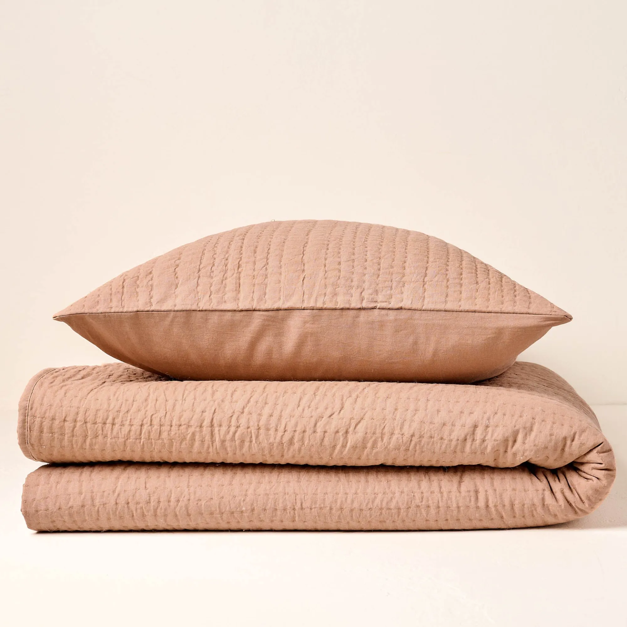 VND6843 KARUR GOLDLINE EXPORTS LLP Stonewashed Pebbled Quilt Pillow Sham - Desert Clay