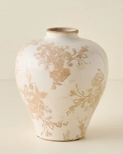 VND0078 K & K Interiors, Inc. Taupe Distressed Floral Vase