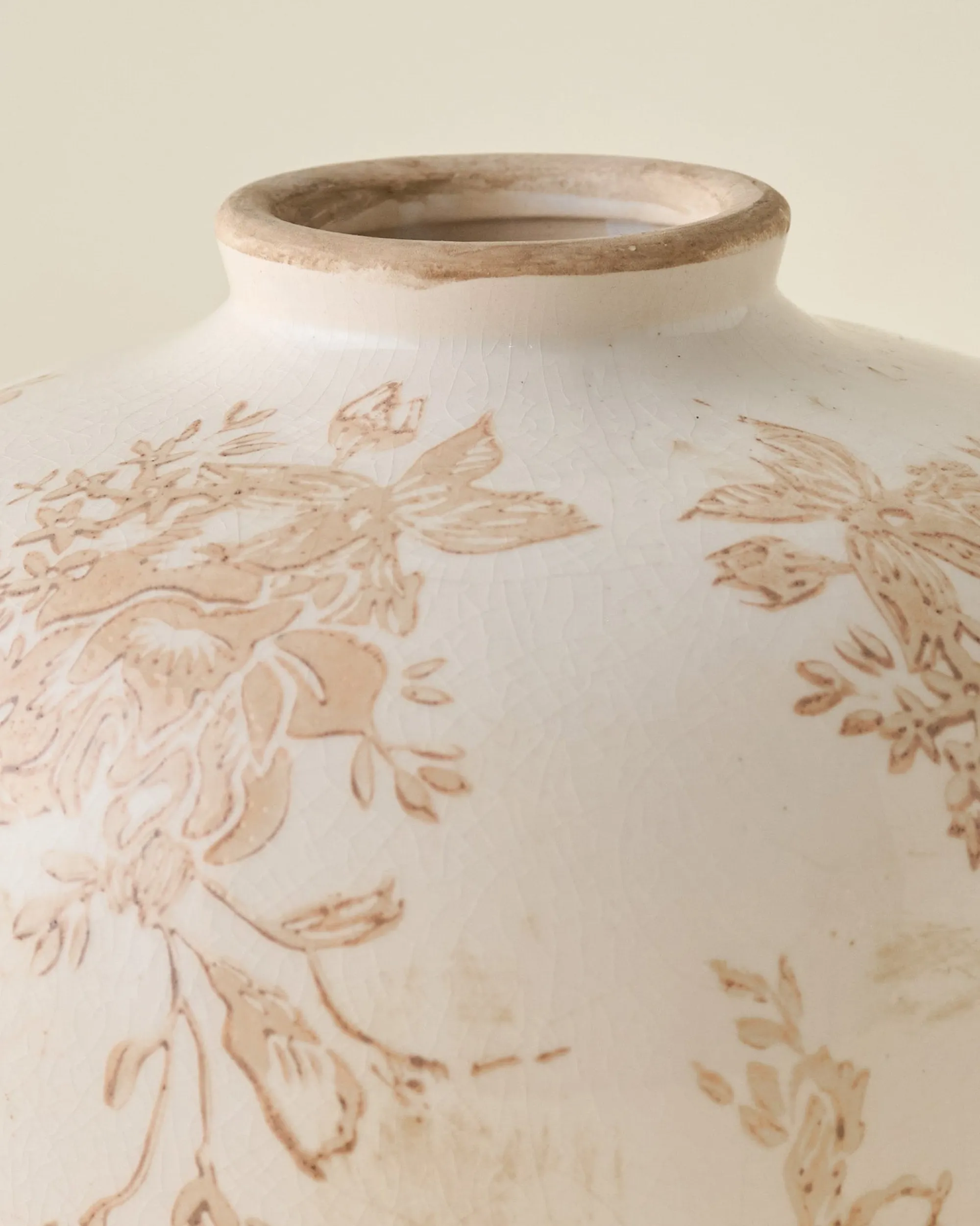 VND0078 K & K Interiors, Inc. Taupe Distressed Floral Vase