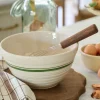 VND6562 Chaozhou Highland Crafts Company Ltd The Cottage Collection Forest Green Striped Mixing Bowl Set