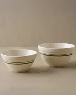 VND6562 Chaozhou Highland Crafts Company Ltd The Cottage Collection Forest Green Striped Mixing Bowl Set