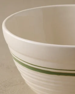 VND6562 Chaozhou Highland Crafts Company Ltd The Cottage Collection Forest Green Striped Mixing Bowl Set