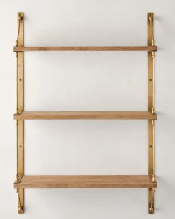 VND6622 ARVIND EXPO-CRAFTS Triple Parker Brass and Wood Shelf