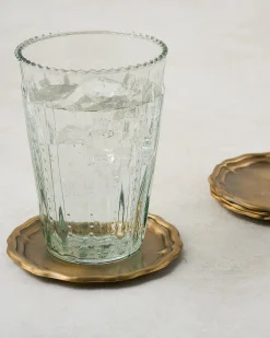 VND7371 True Home Decor Pvt Ltd Vintage-Inspired Brass Coaster Set of Four
