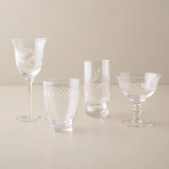 Magnolia Vintage-Inspired Etched Glass Drinkware Bundle