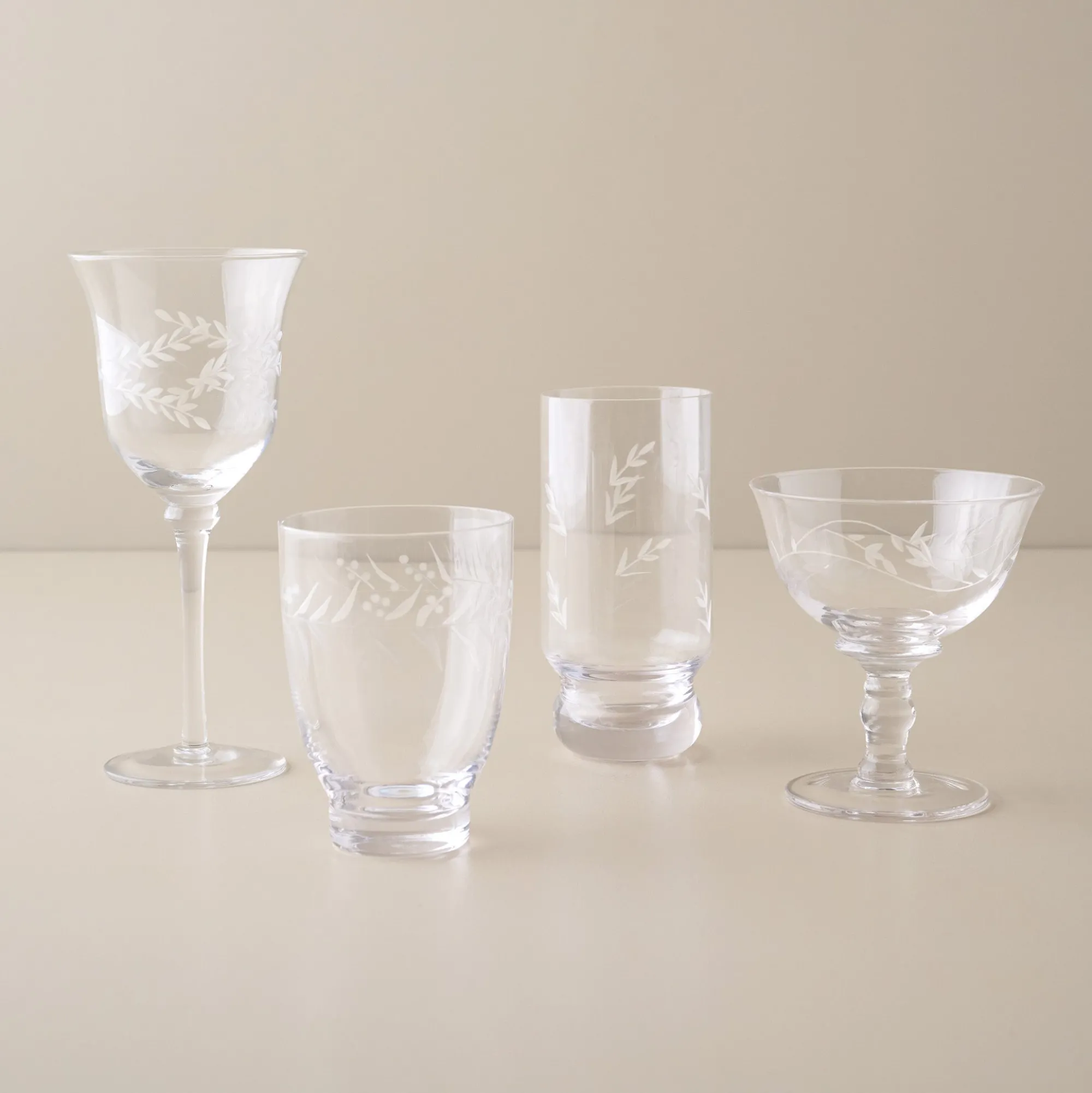 Magnolia Vintage-Inspired Etched Glass Drinkware Bundle