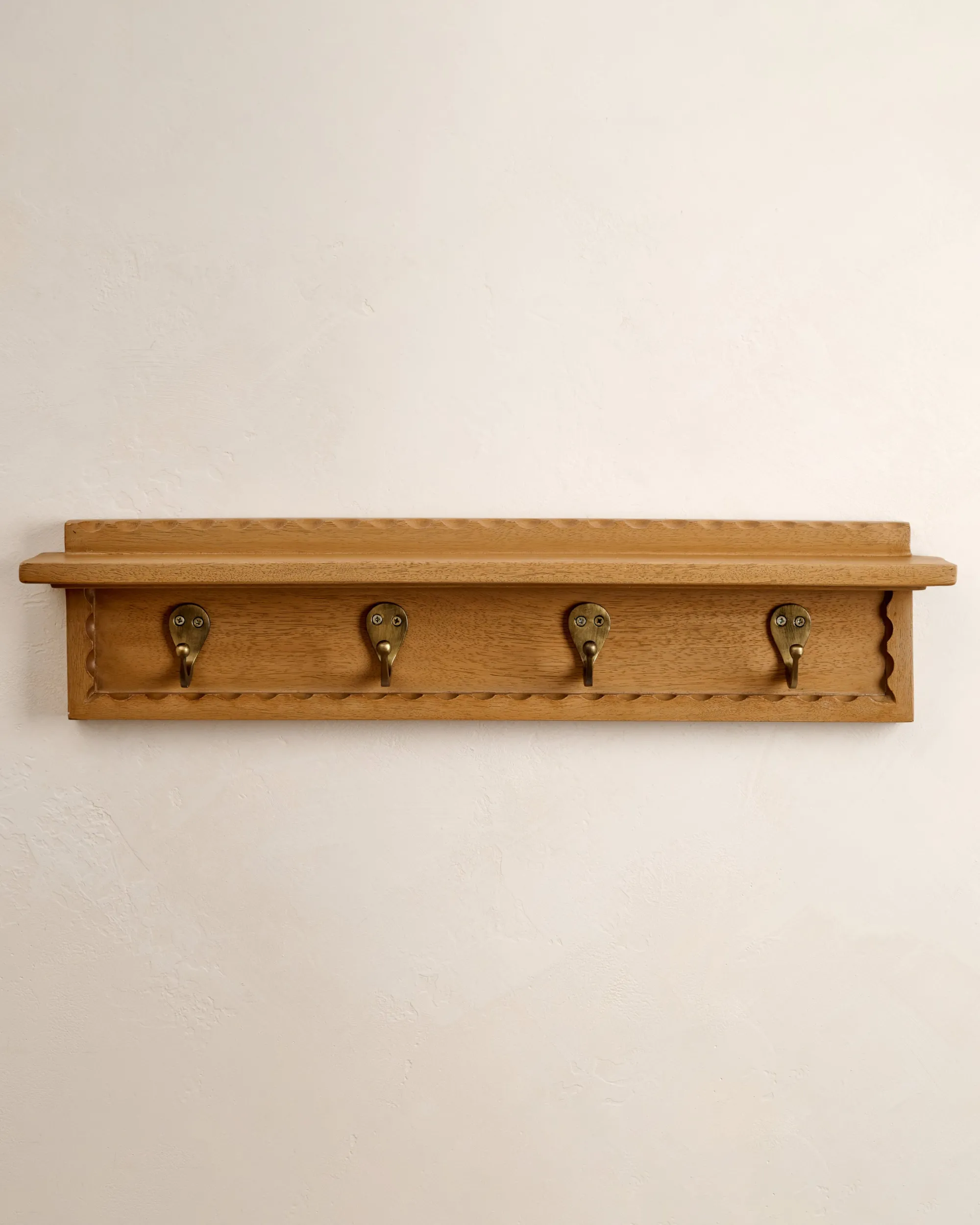 VND8329 Craftmachine India Pvt Ltd Wade Wood Wall Shelf with Hooks