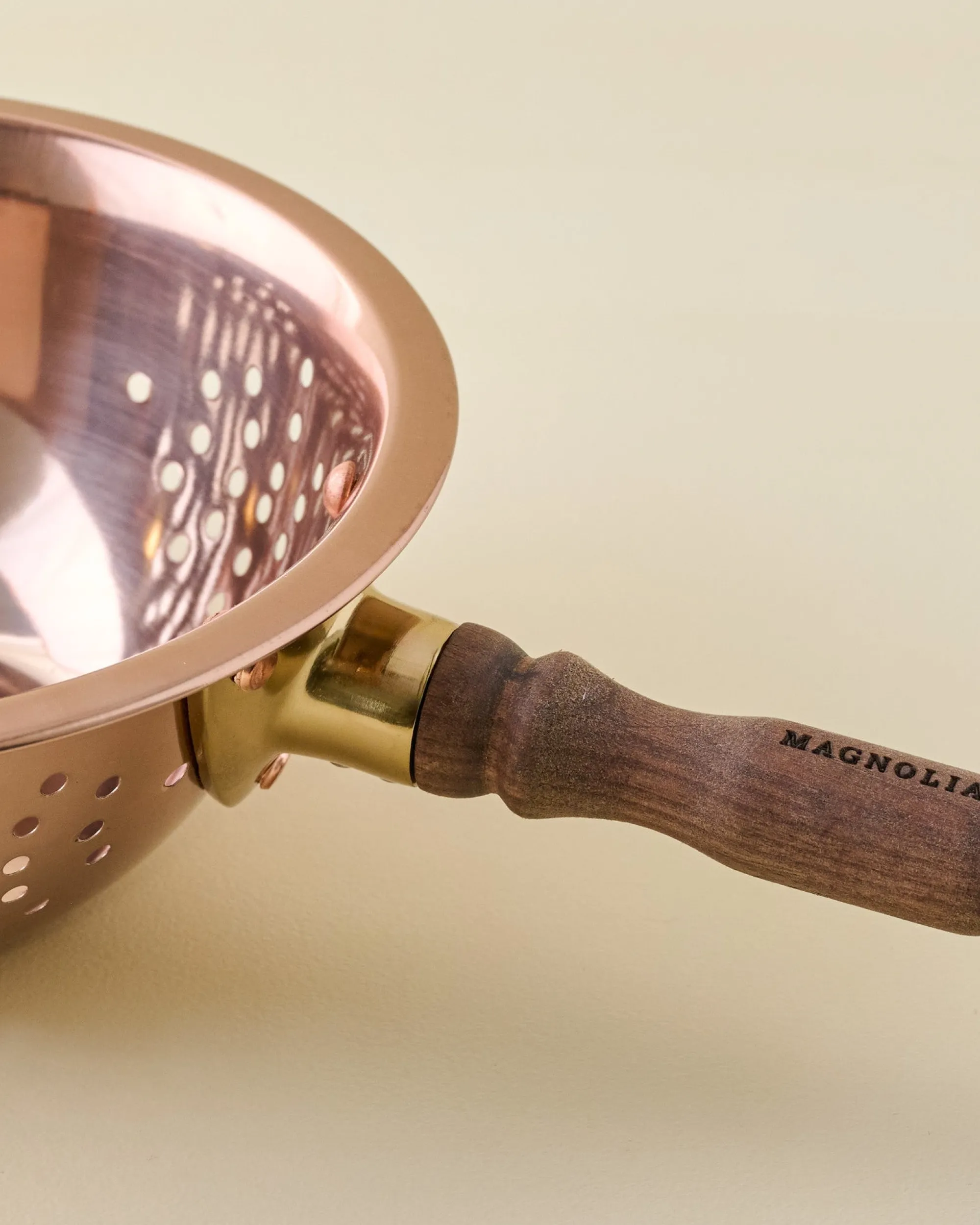 VND8417 AC Brothers Walnut Handle Copper Colander