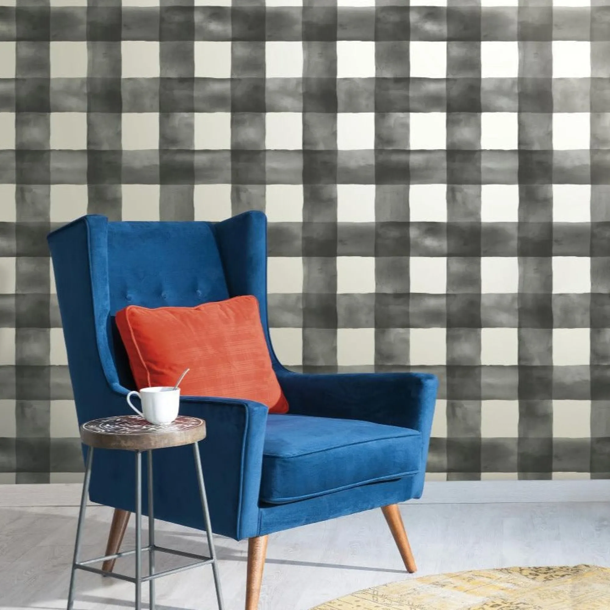 VND2730 York Wallcoverings Watercolor Check Wallpaper