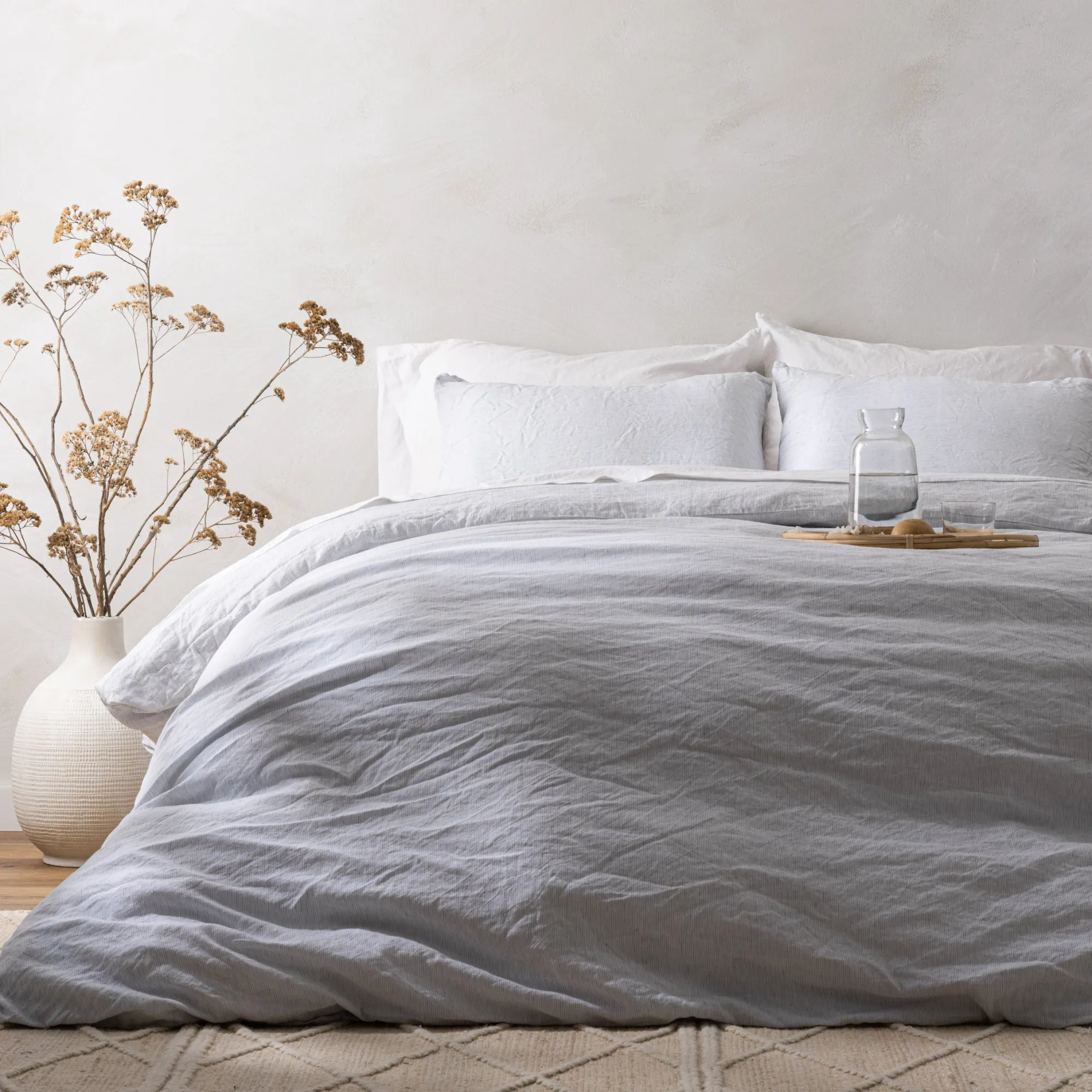 VND6325 The Airtex Group White Stripe Linen Cotton Duvet Cover
