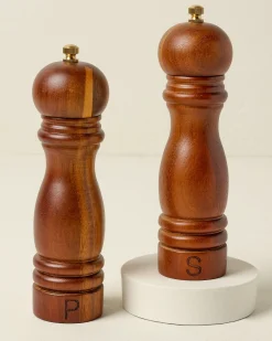 VND0164 Creative Co-op Inc Wood Salt & Pepper Grinder Set