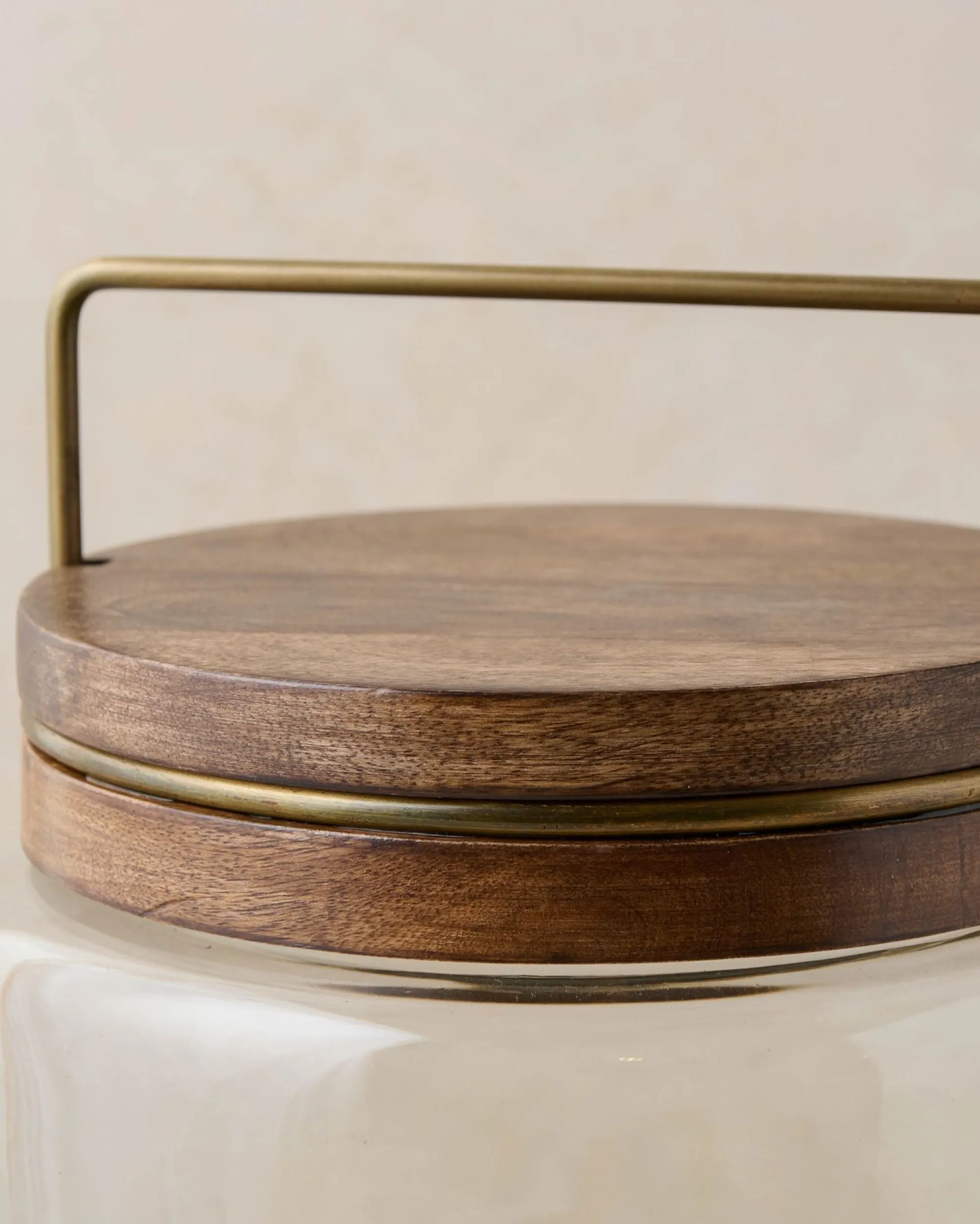 VND7371 True Home Decor Pvt Ltd Wood with Antique Brass Canister