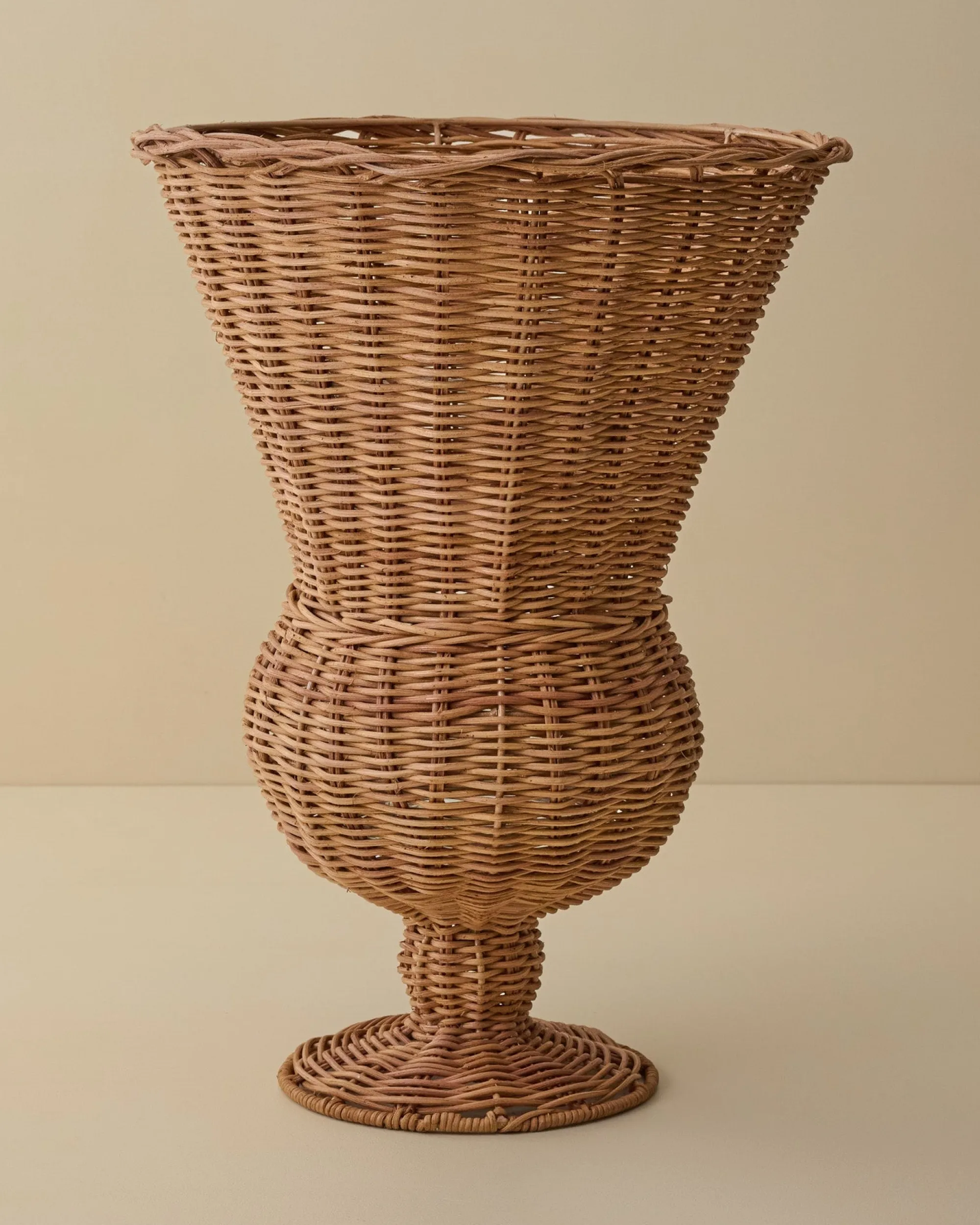 VND7018 Makerspalm, LLC Woven Rattan Footed Vessel
