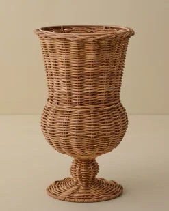 VND7018 Makerspalm, LLC Woven Rattan Footed Vessel